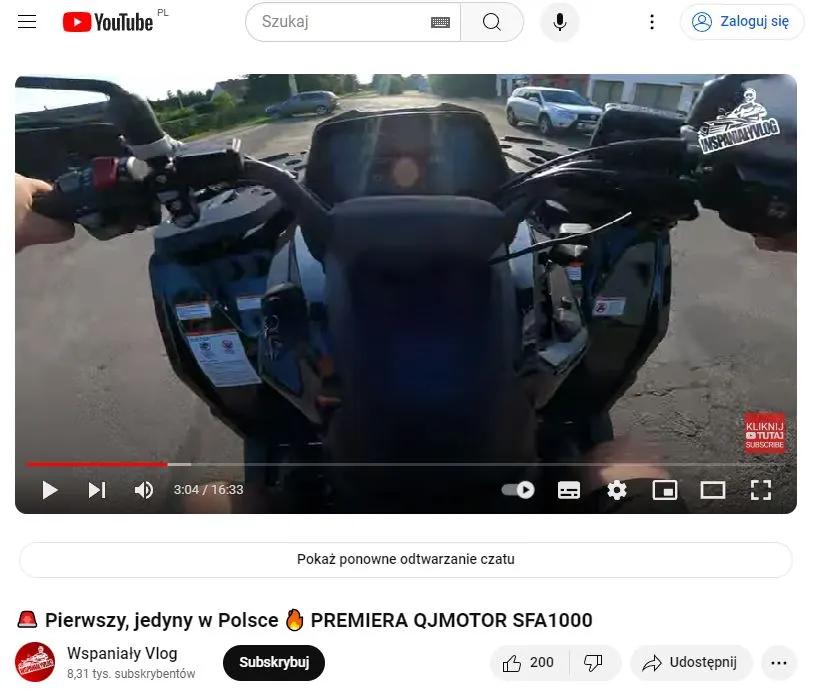 Test QJMOTOR SFA1000 na kanale WspaniałyVlog